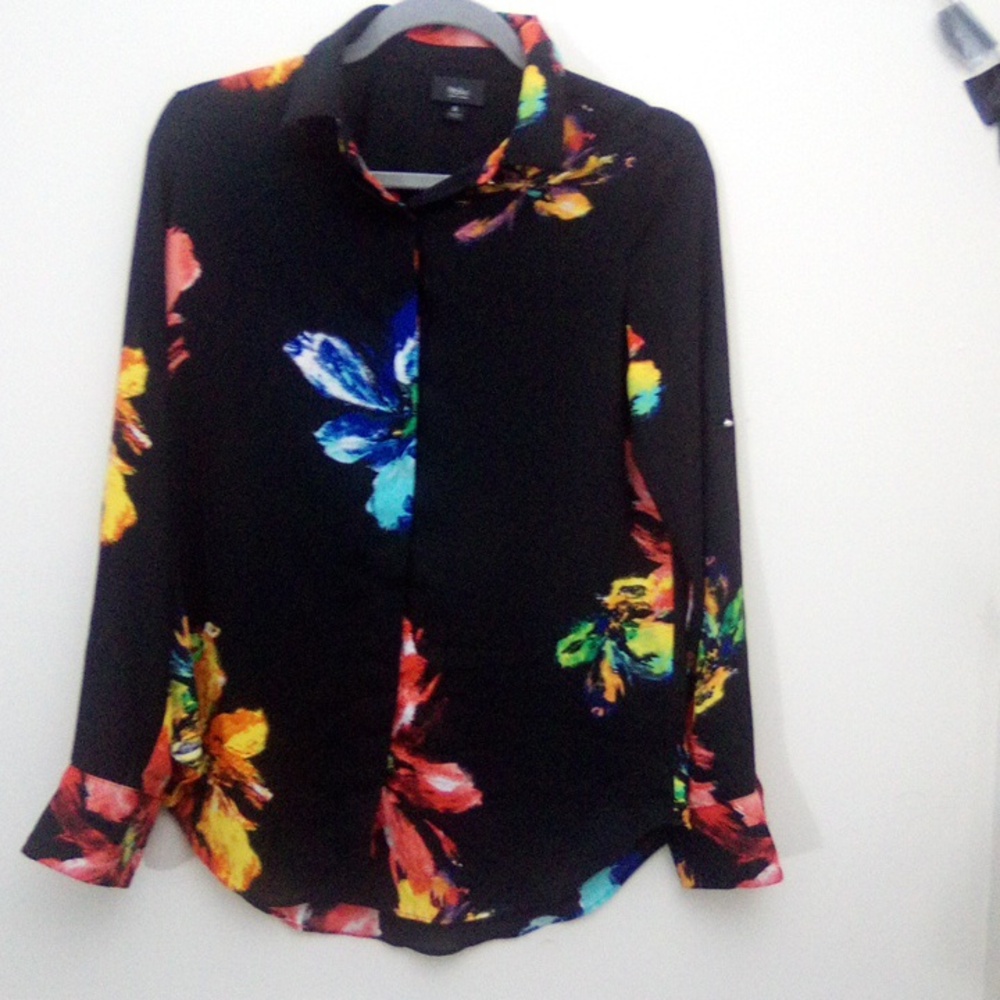 Massimo Floral Black Women's Top Size Small - Picture 3 of 7